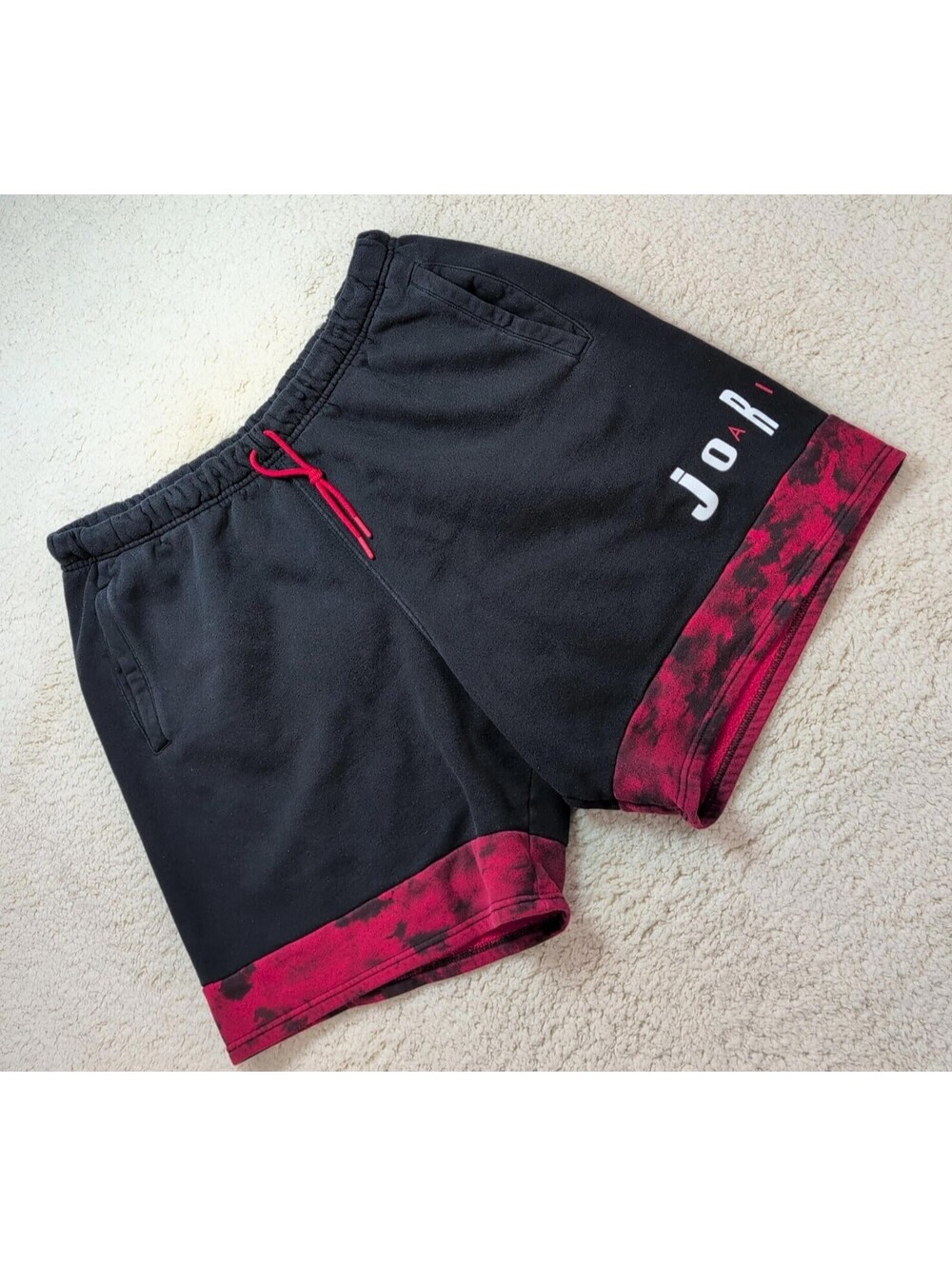 Jordan Sweat Shorts Men’s XL Black Red DD5221-010 Athletic Casual Streetwear
